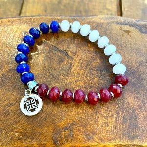 Rustic Cuff Red White and Blue Bracelet